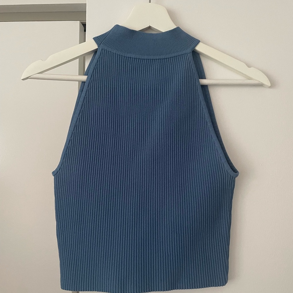 Aritzia Ribbed High-Neck Tank Top - Blue - Picture 2 of 3